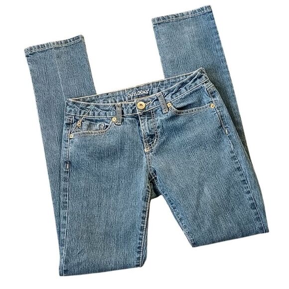 OUTLOOKS Straight Leg Jeans Low Rise Stretch Button Pockets Size 1 27x31 - Picture 2 of 11